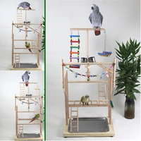 963348cm wood parrot playground bird play stand bird perch with swing ladders feeder bite toys activity center bird play rack