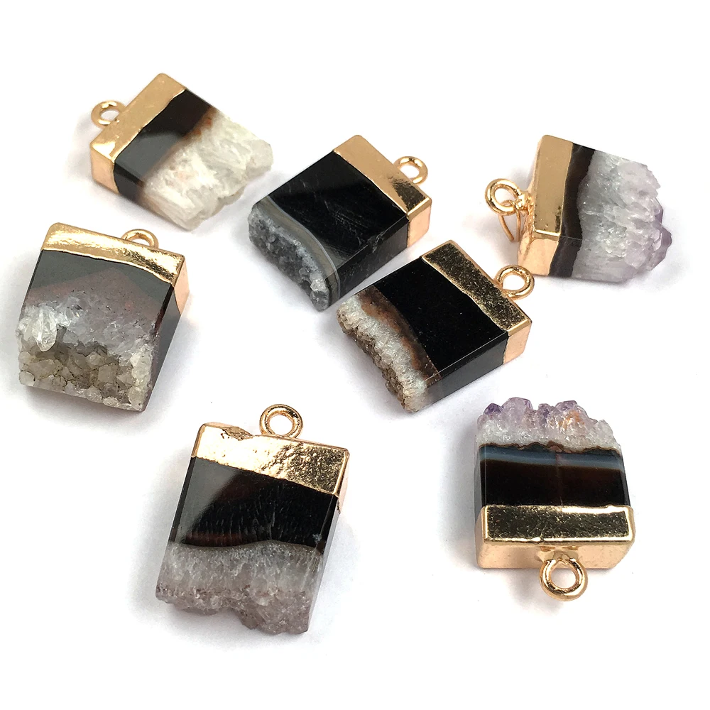 

New 1PC Natural Stone Trendy Agates Pendants Necklace Pendant for Jewelry Making DIY Necklace Size15x25mm