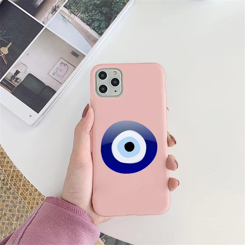 Турецкий синий сглаз Мода дьявол перо розовый Coque мягкий чехол для телефона Iphone12