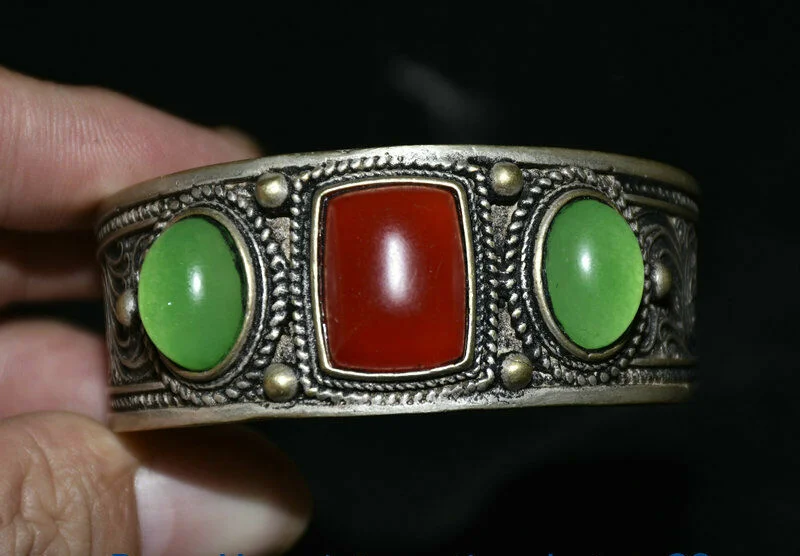 

Лидер продаж, браслет из редких старых китайских серебряных драгоценных камней в стиле династии дворца, модные аксессуары для женщин и мужчин