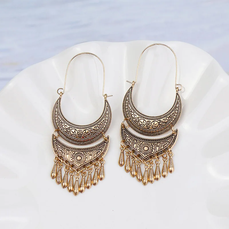 Этнические женские большие золотые Висячие серьги Jhumka индийские Винтажные