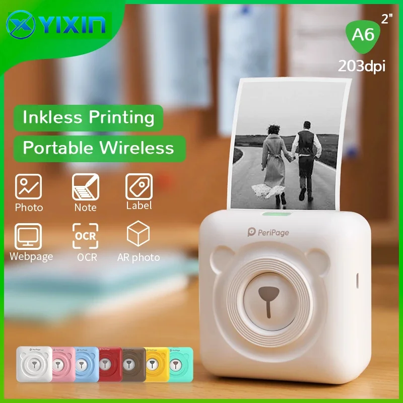 

PeriPage A6 203dpi Portable Thermal Printer Paper Photo Pocket Thermal Printer 58 mm Printing Wireless Bluetooth Android IOS