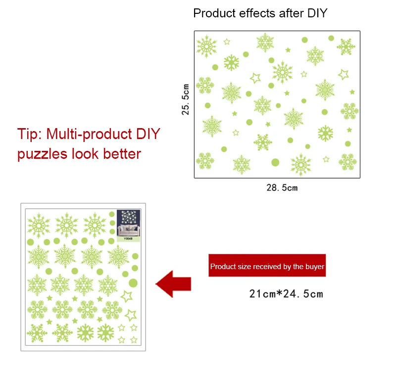 Рождественская светящаяся Снежинка съемная Наклейка на окно фон декоративная