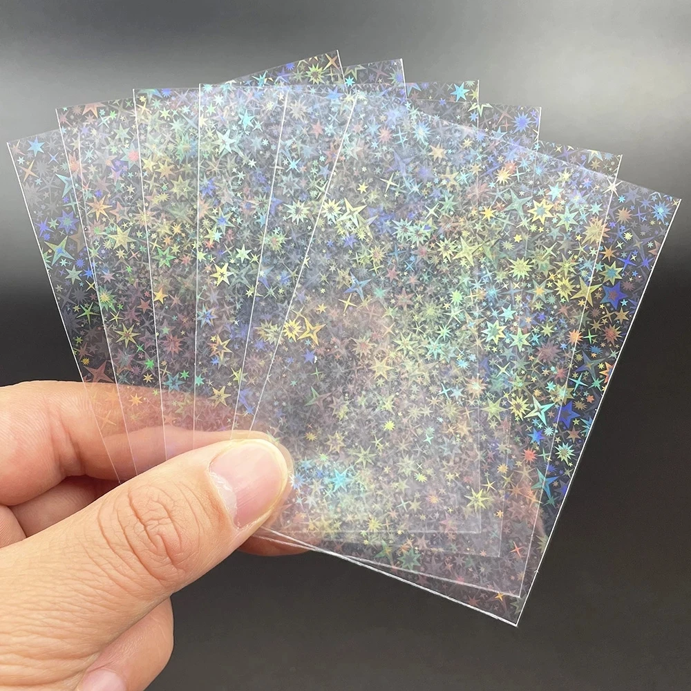 100PCS/BAG Laser Little Star Flashing Card Clear Sleeves Korea Idol Photo Holographic Protector Trading Shield Magic Cover | Спорт и