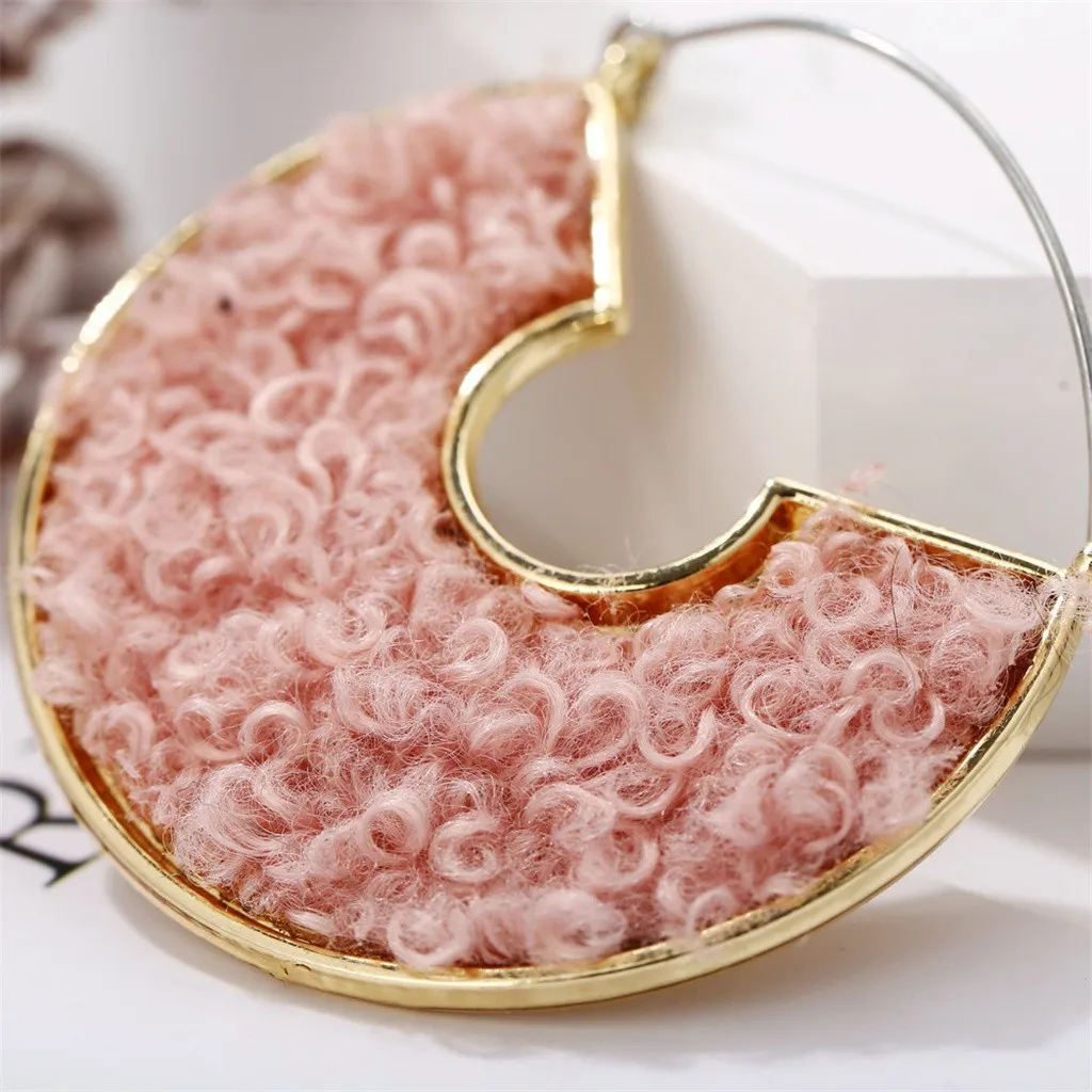 Полукруглые плюшевые серьги ретро темперамент c-тип женские трендовые модные