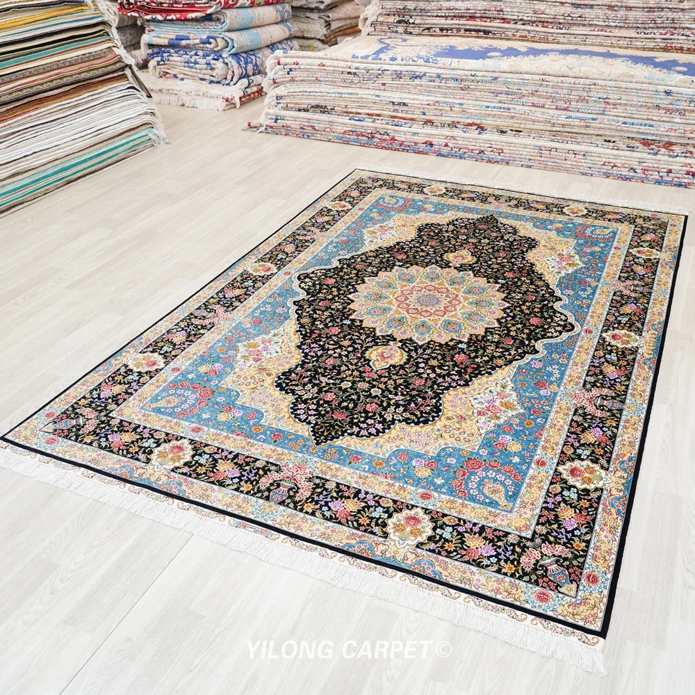 6 'x 9' традиционный темно-синий персидский коврик ручной работы из турецкого