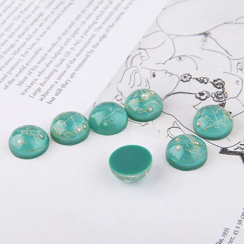 Модные геометрические круглые цветные бусины из смолы с плоской задней частью 40