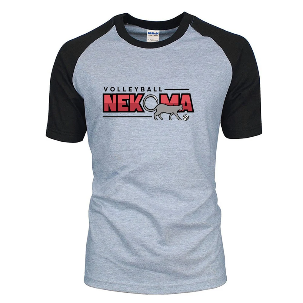 

Haikyuu T Shirts Nekoma Volleyball Club Summer T Shirt Men Oversized Short Sleeve Tees Round Neck Tops High School Male TShirts