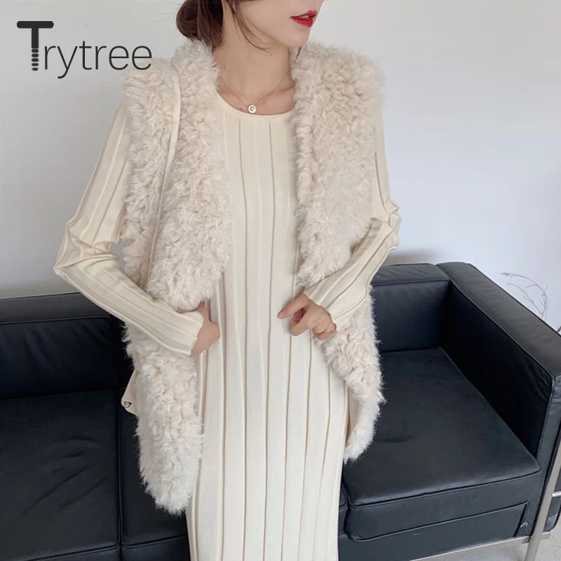 Trytree 2020 осенне-зимний комплект из двух предметов повседневное однотонное вязаное