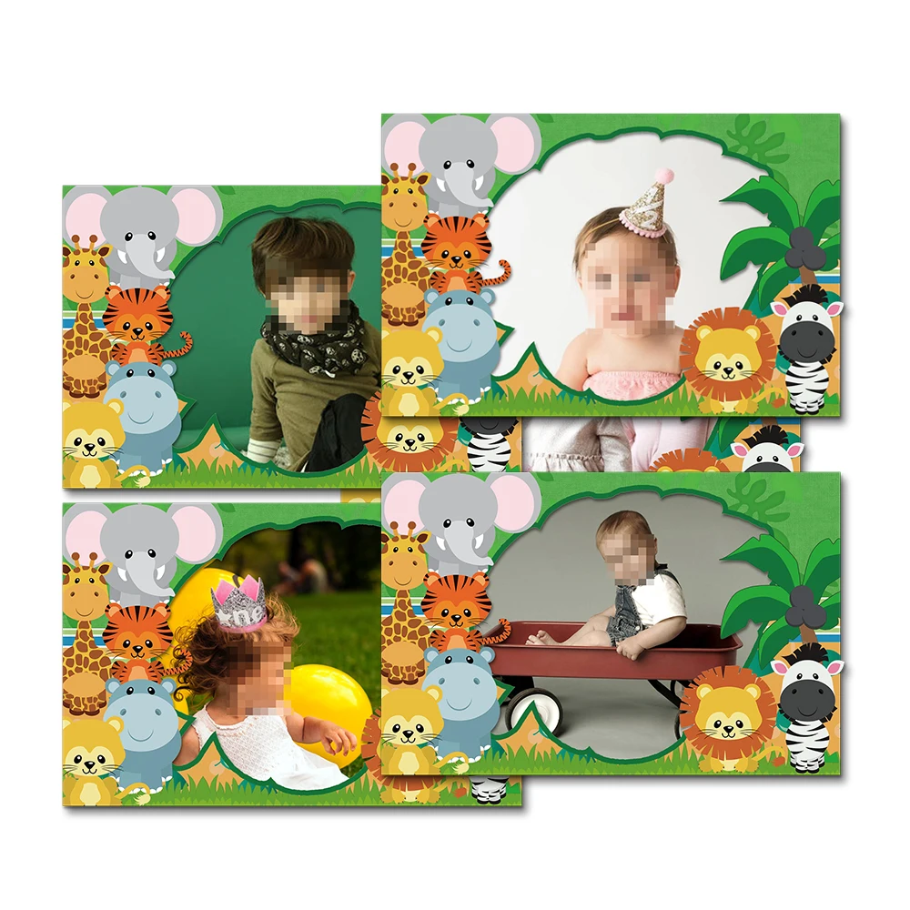 Safari Animals Party Wall Decorations Paper Photo Frame Animal Baby Kids Event Birthday House Moving Supplies 5PCS | Дом и сад