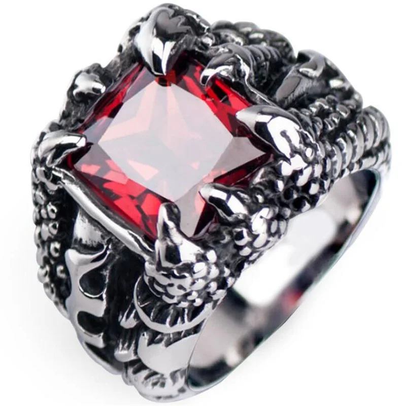 

Creative Dragon Claw Crystal Punk Rings for Men Trendy Hip Hop Gothic Rings Party Jewelry Gifts