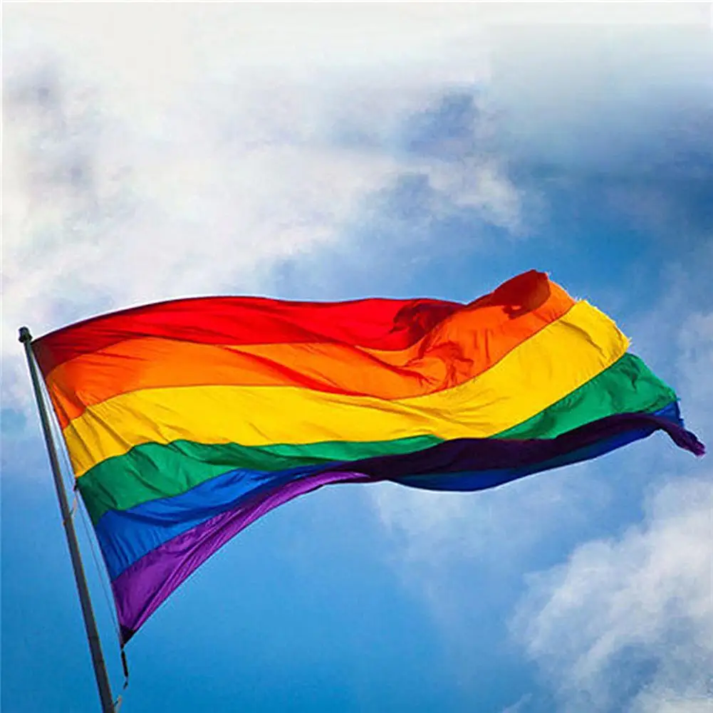 

90x60cm Rainbow Flag Colorful Rainbow Peace Flags Lesbian Gay Parade Flags Banner Hanging LGBT Pride Friendly Home Decoration