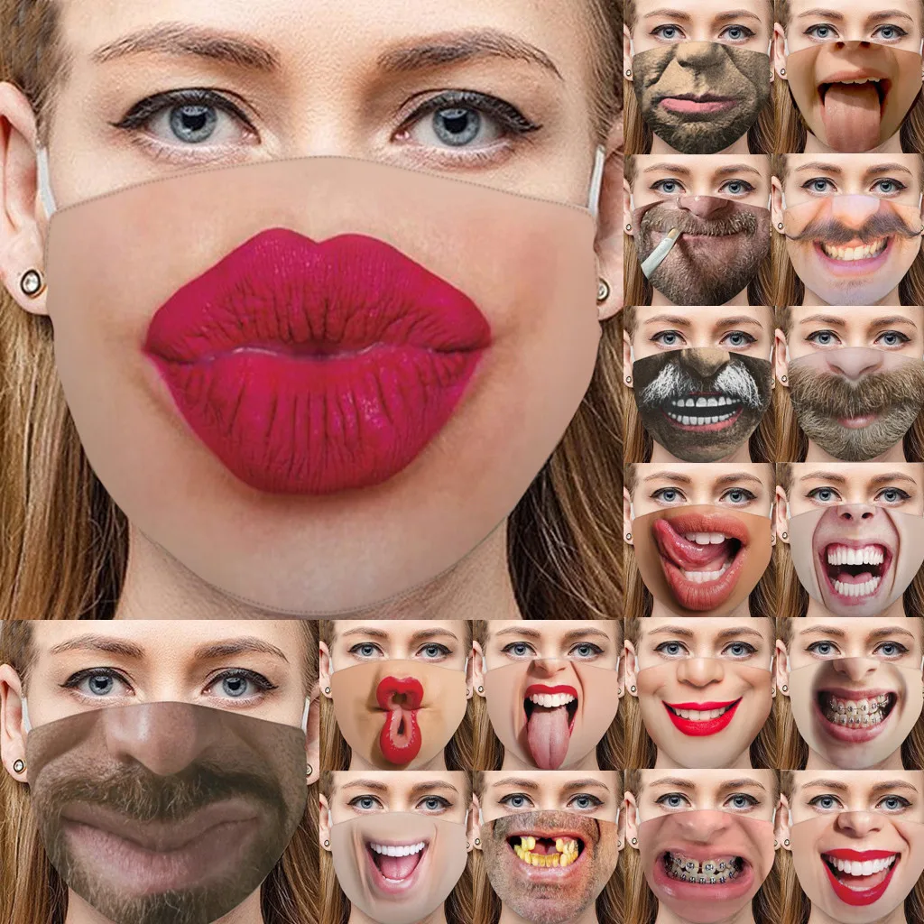 Adult Mouth Face Mask Headband Printed Mondkapjes reusable Masque Funny Party Masks Mondmasker Cuelga Mascarillas Аксессуары |