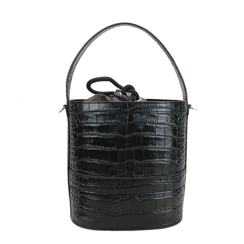 Винтажные повседневные сумки-ведра для женщин саквояж на плечо с крокодиловым
