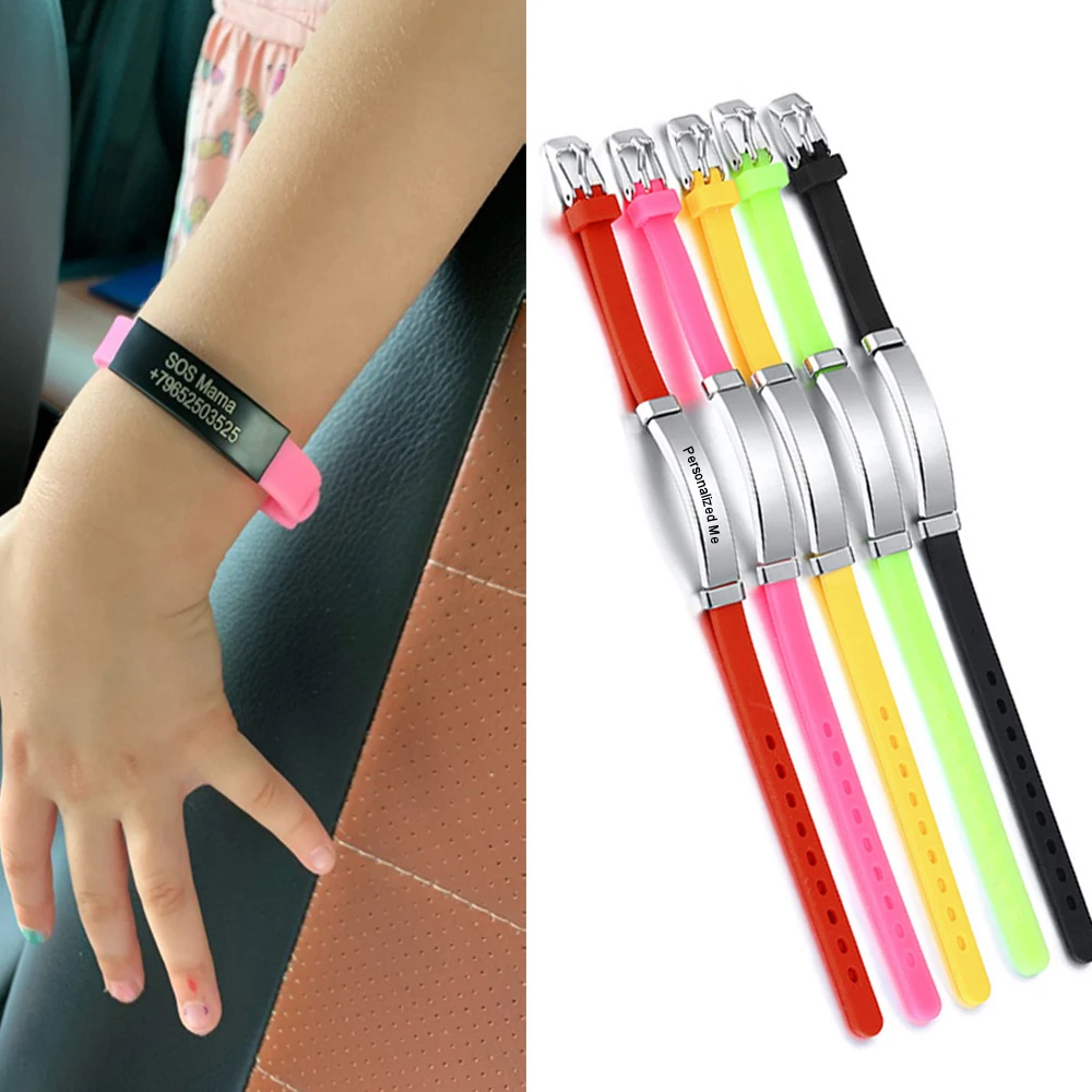 

Personalized ID Silicone Bracelet for Kids Childrens Jewelry New Baby Bracelet for Girls Boy Baby Cutsom Message Name Dropship