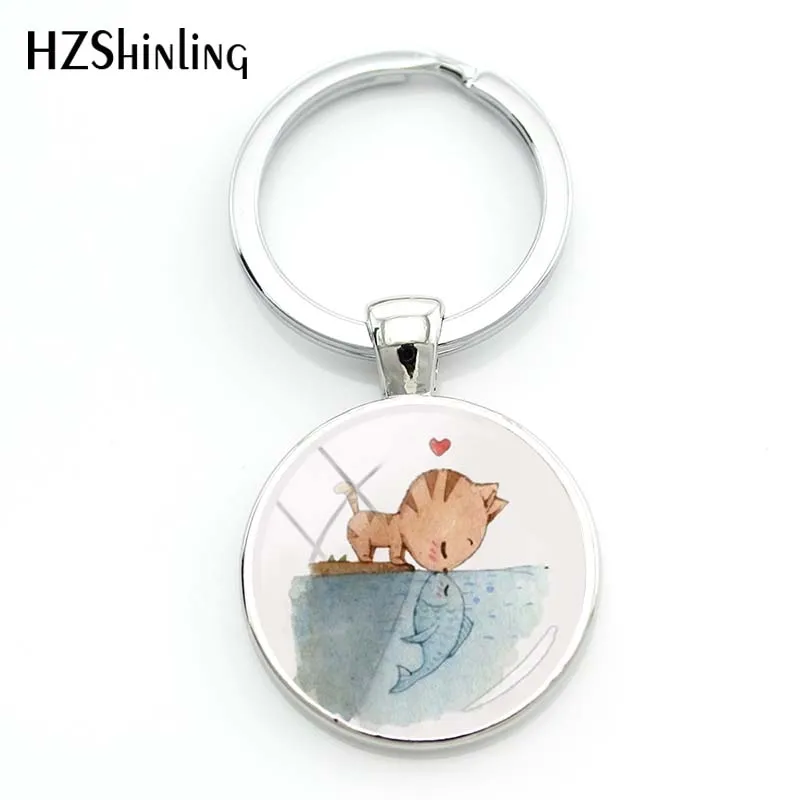 2020 Новая модная футболка с рисунком кошки поцелуи брелок в форме рыбы лучшая