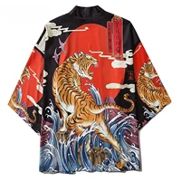 tiger print 2020 summer hip hop japanese streetwear loose jackets thin clothes hip hop kimono front open coats tops