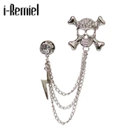 metal punk skull lightning tassel chain pins and brooches for men accessories lapel pin badge brooch jewelry luxury broche