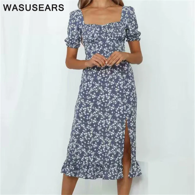 Женское летнее платье с оборками повседневное в Корейском стиле Боковым