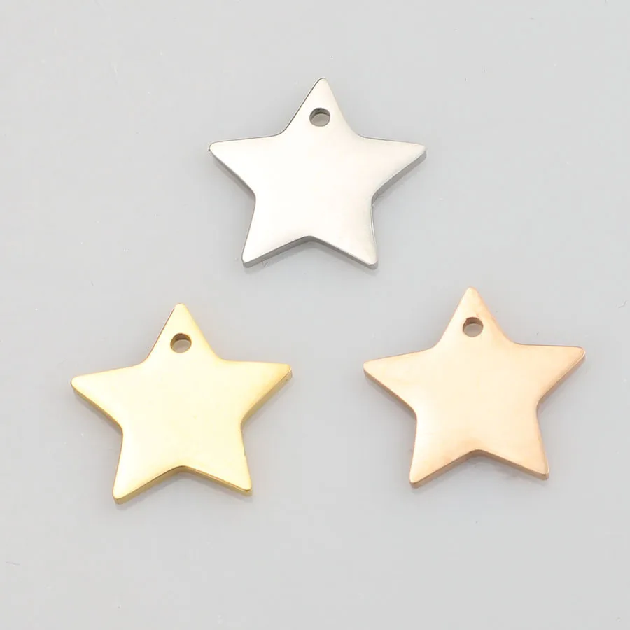 

100% Stainless Steel Star Charms For Jewelry Making Metal Pentagram Charm Mirror Polished Wholesale 20pcs