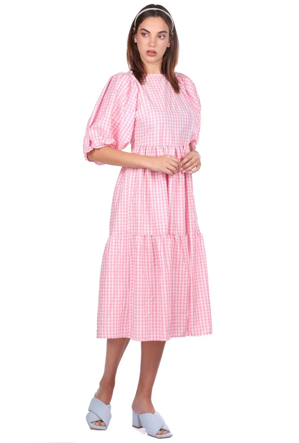 

Gingham Patterned Midi Dress