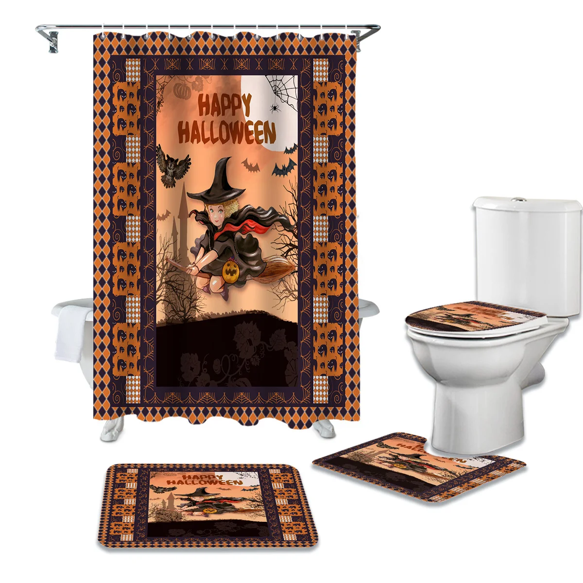 Текстура Хэллоуин ведьма летучая мышь решетка замок Душ искусственные