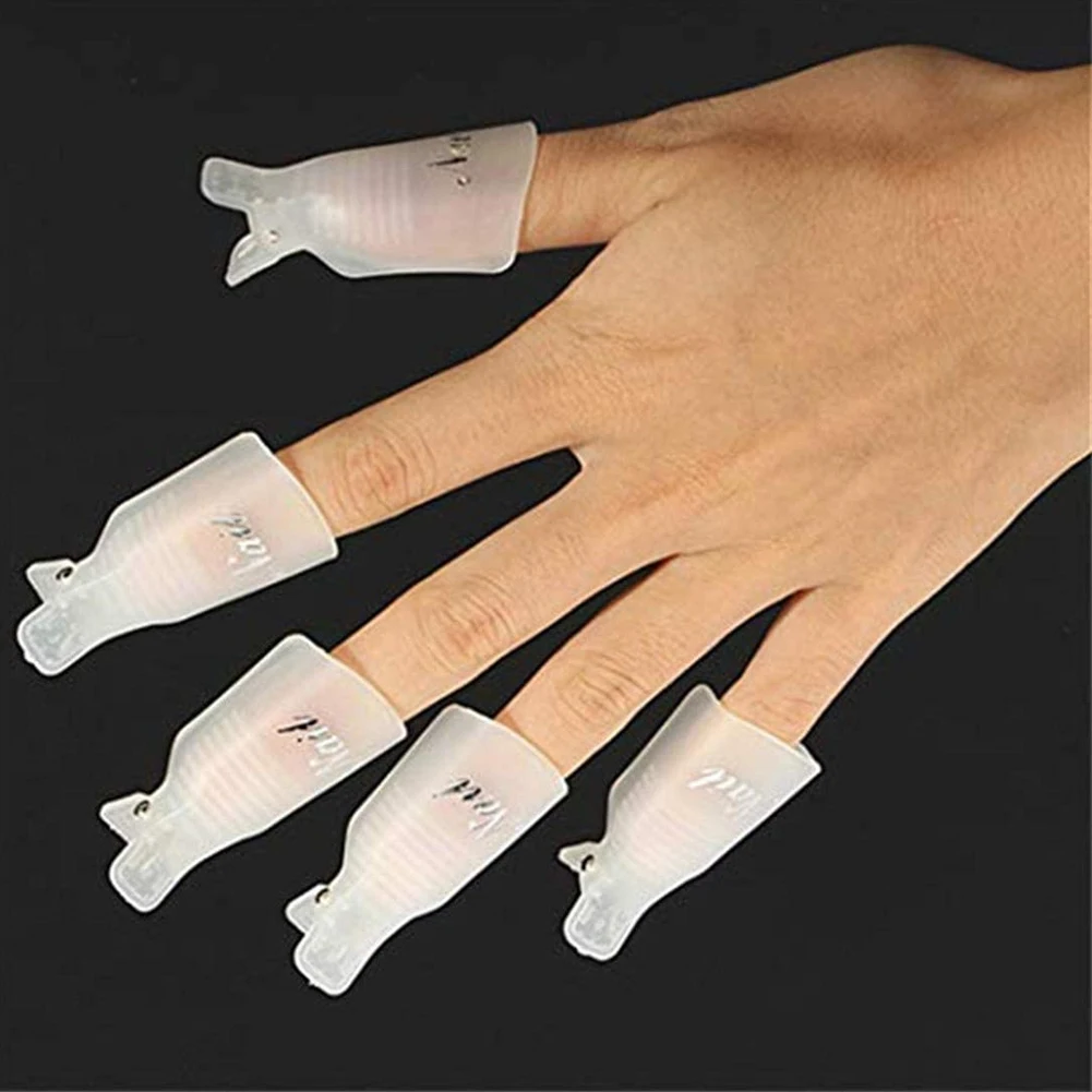 

10PCS Gel Remover Wraps Plastic Nail Polish Remover Clip Nail Art Soak Off Cap Nail Degreaser Cleaner Tips For Fingers Tools