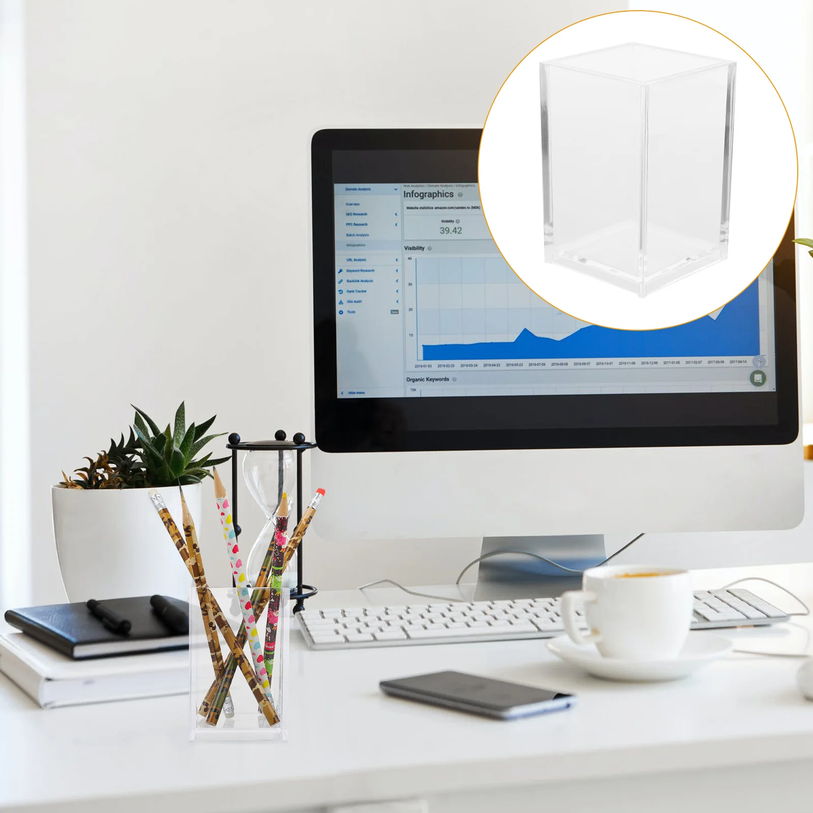 

1pc Office Pen Container Stationery Holder Desktop Pen Organizer Table Decor