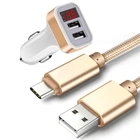 Кабель USB Type-C для телефона Huawei P20 P30 Pro lite Mate 20 30 Pro lite 20X Magic 2 Honor 20, автомобильное зарядное устройство со светодиодным дисплеем и двумя USB-портами