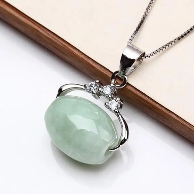 Натуральный Бирма грузовой транспортер паспарту жадеит кулон ожерелье Мода S925