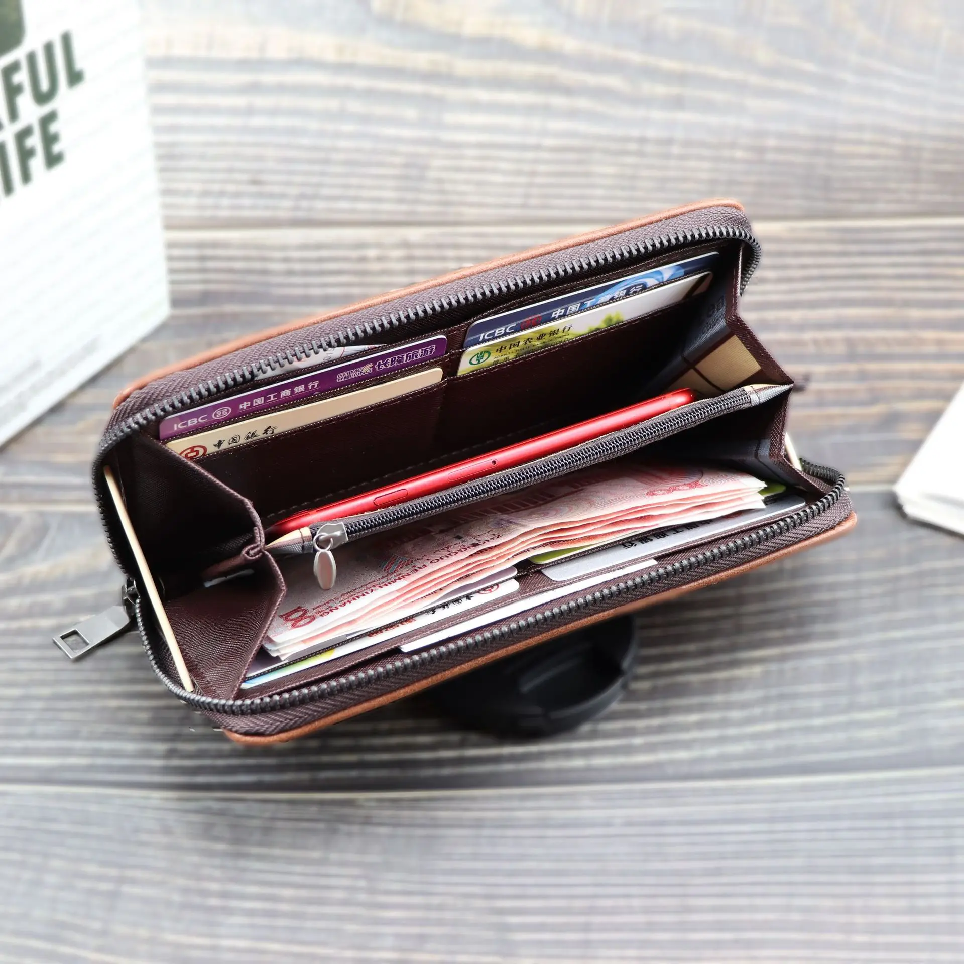 Винтажный кожаный кошелек wo для мужчин сумка мобильного телефона женская карт из