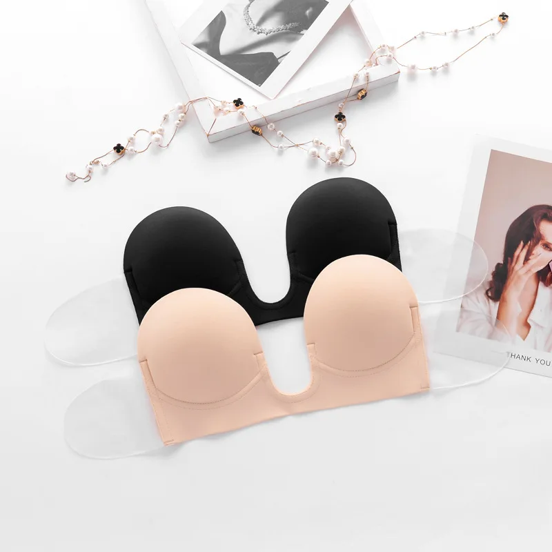 Сексуальный бюстгальтер с глубоким u образным вырезом без спинки беспроводное