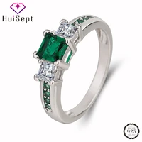 huisept women ring 925 silver jewelry for wedding engagement geometric shape emerald zircon gemstones finger rings accessories