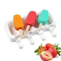 silicone ice cream mold diy homemade popsicle moulds freezer 4 cell twill shape cube tray popsicle barrel makers baking tools