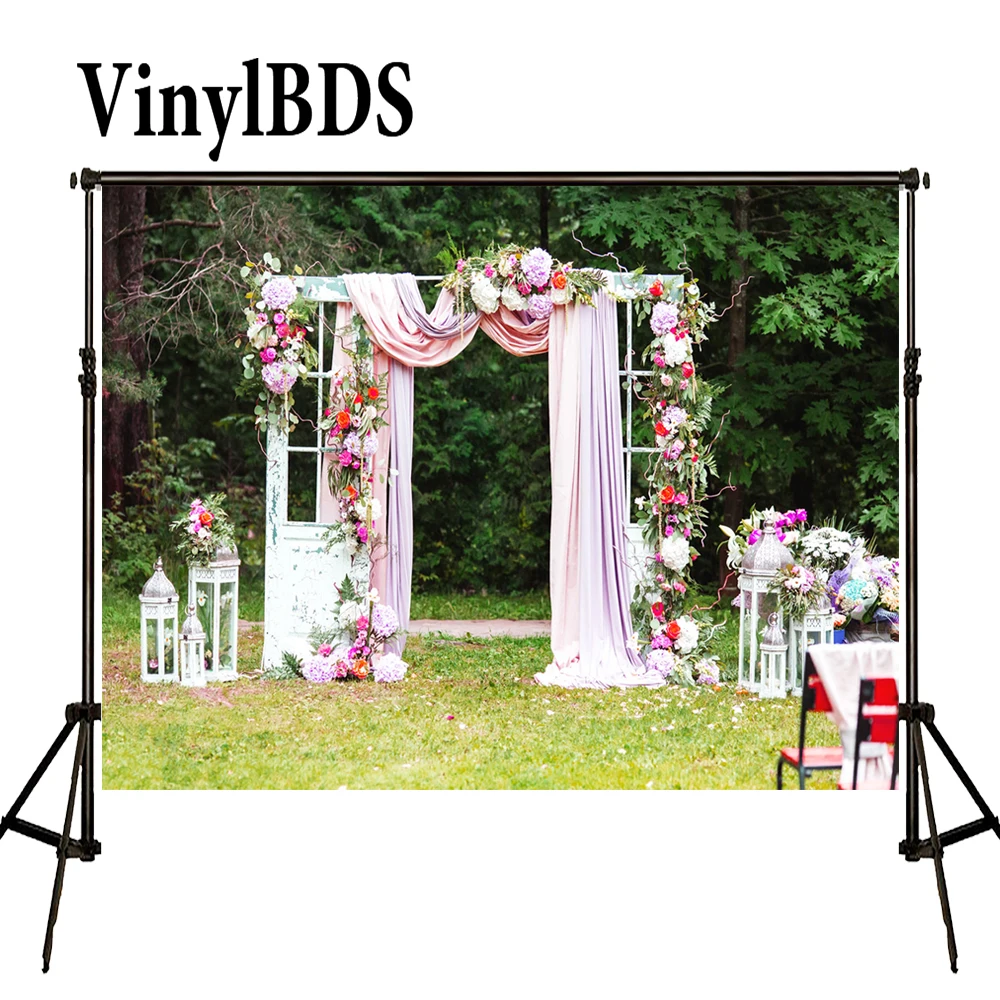 VinylBDS фотография фон цветок свадебный белая дверь и Розовая Занавеска уличный