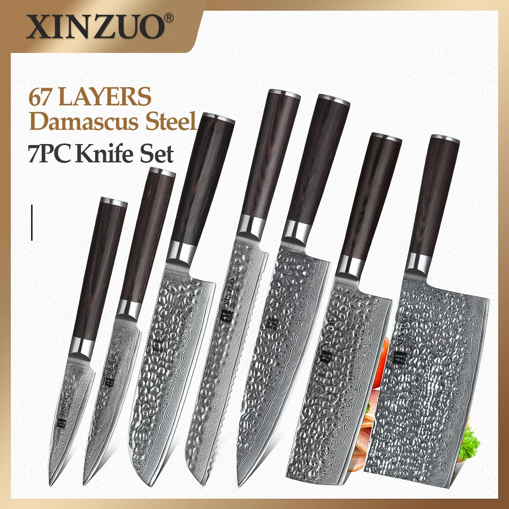 Профессиональный набор кухонных ножей японские ножи из дамасской нержавеющей