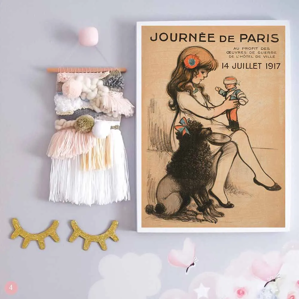 Винтажный французский постер Пастельная иллюстрация день Парижа креативный