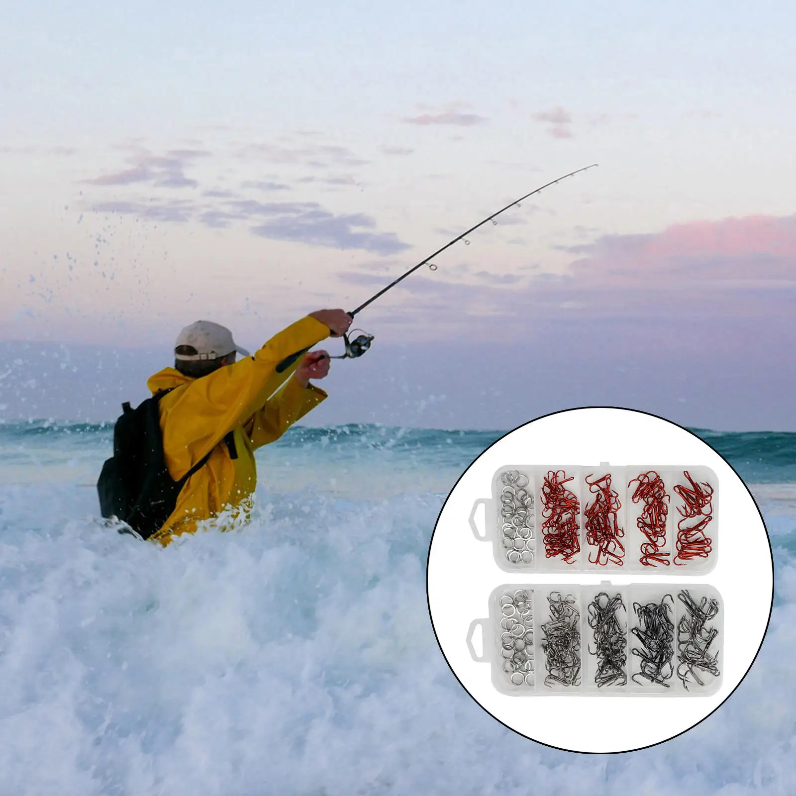 

100Pcs Fishing Hooks Strong Sharp with Barbs High Carbon Steel Fishhooks for Seawater Freshwater Fishing Equipment Accessories