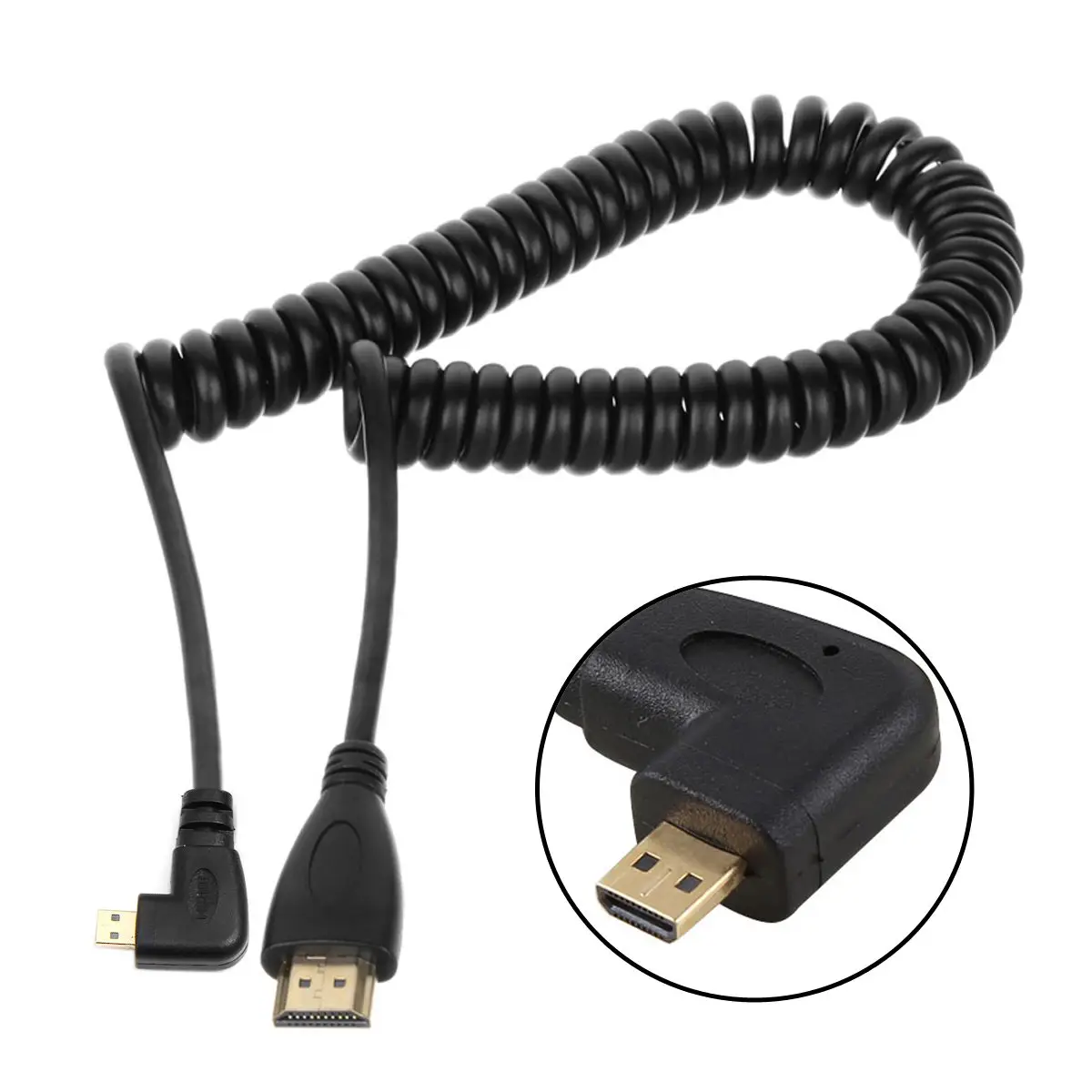 Эластичный пружинный левый и правый угловой 90 градусов Micro HDMI к Мужской HDTV кабель