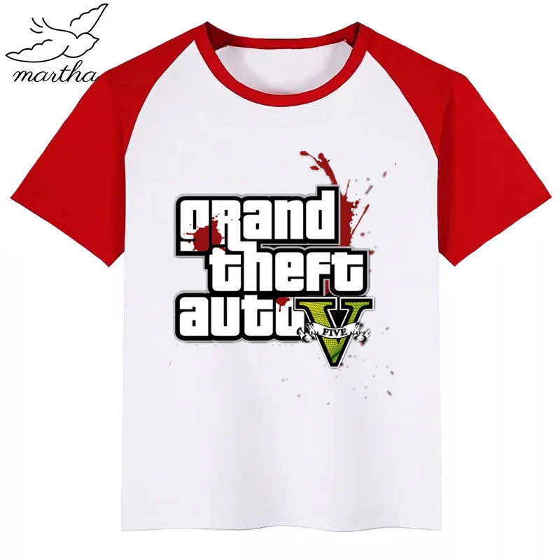 Новая летняя детская футболка с принтом Grand Theft Auto GTA круглым вырезом и короткими