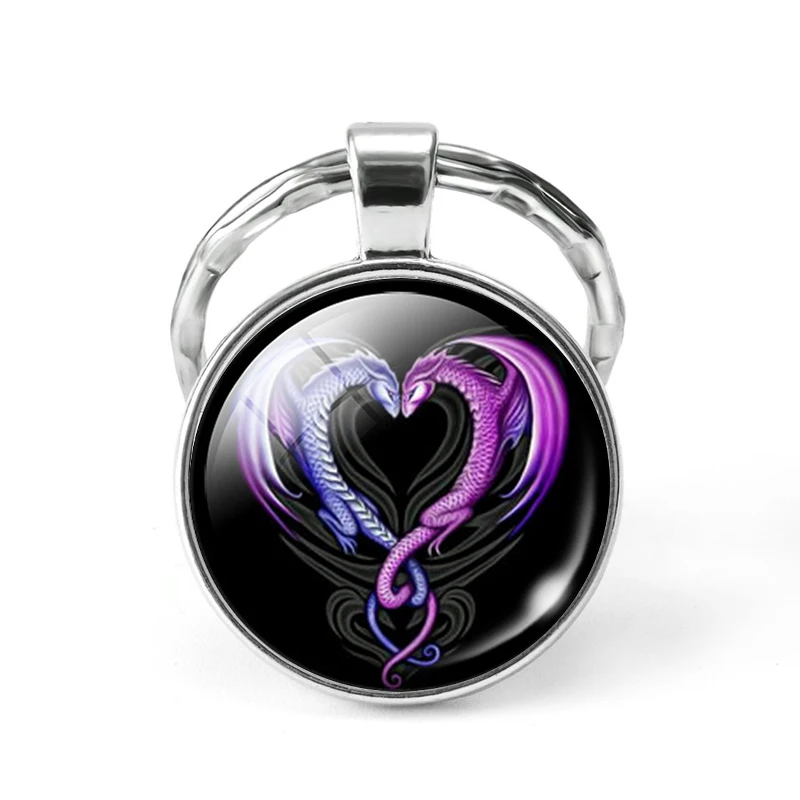 Брелок с драконом стеклянный брелок кабошоном дракон ювелирные изделия кольцо