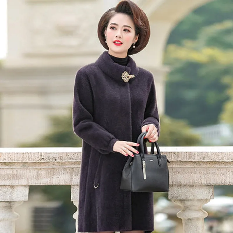 Женская длинная куртка UHYTGF Повседневная теплая из искусственной норки и бархата