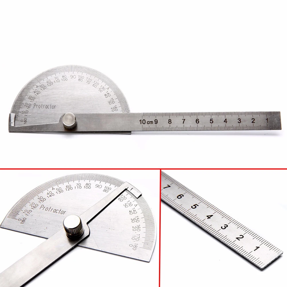 

180 Degree Stainless Steel Protractor Angle Finder Rotary Ruler Adjustable Dividing Gauge for Woodworking Measuring Angles