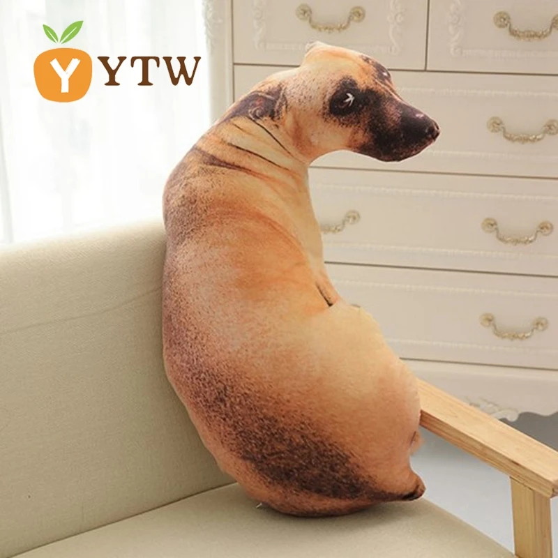 

50cm 3D Cute Bend Dog Printed Throw Pillow Lifelike Animal Funny Dog Head Cosplay Children Favorite Toy Cushion for Home