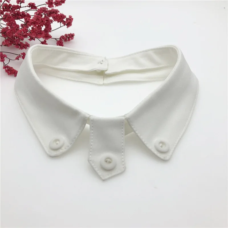 1pcs white Женский Галстук из шифона и хлопка с леопардовым принтом, джинсовый воротник с пуговицами, искусственный воротник с элегантным съемным воротником, съемный топ с отворотом - Цвет: 1pcs white