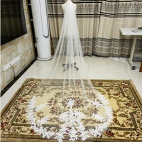 wedding veil white ivory cathedral wedding veils long lace edge bridal veil with comb wedding accessories bride veu