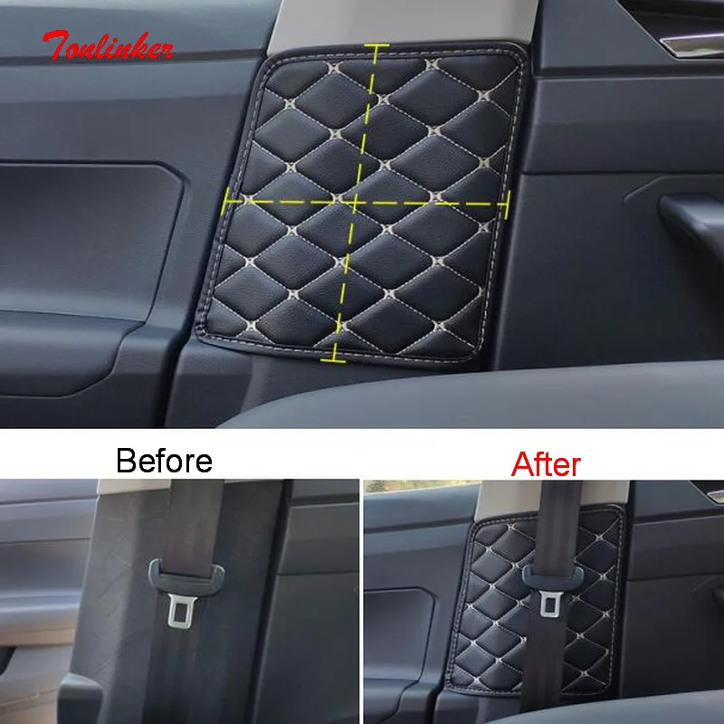 

Tonlinker, накладка на ремень безопасности для Volkswagen POLO 2019, автомобильный Стайлинг, 2 шт., наклейка из искусственной кожи