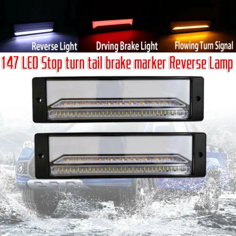 

2Pcs Car 147 LED Waterproof Turn Signal Light Truck Brake Light Turn Tail Light for Truck Trailer