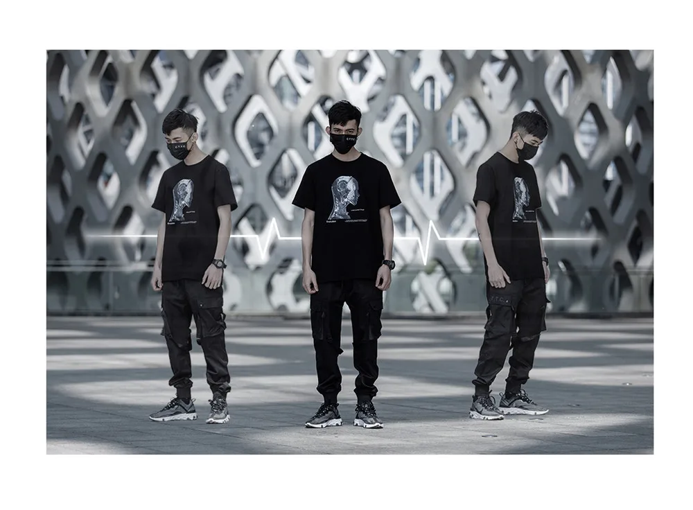 Светоотражающие Techwear Марка NEW FASHION Hi Street десант Для мужчин, спортивные штаны для бега черный гранж