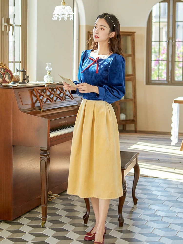 

Nbpm Blue Vintage Sweet Stylish Puff Sleeve Blouse 2021 New Spring Summer Non-Mainstream Design Elastic Fashion